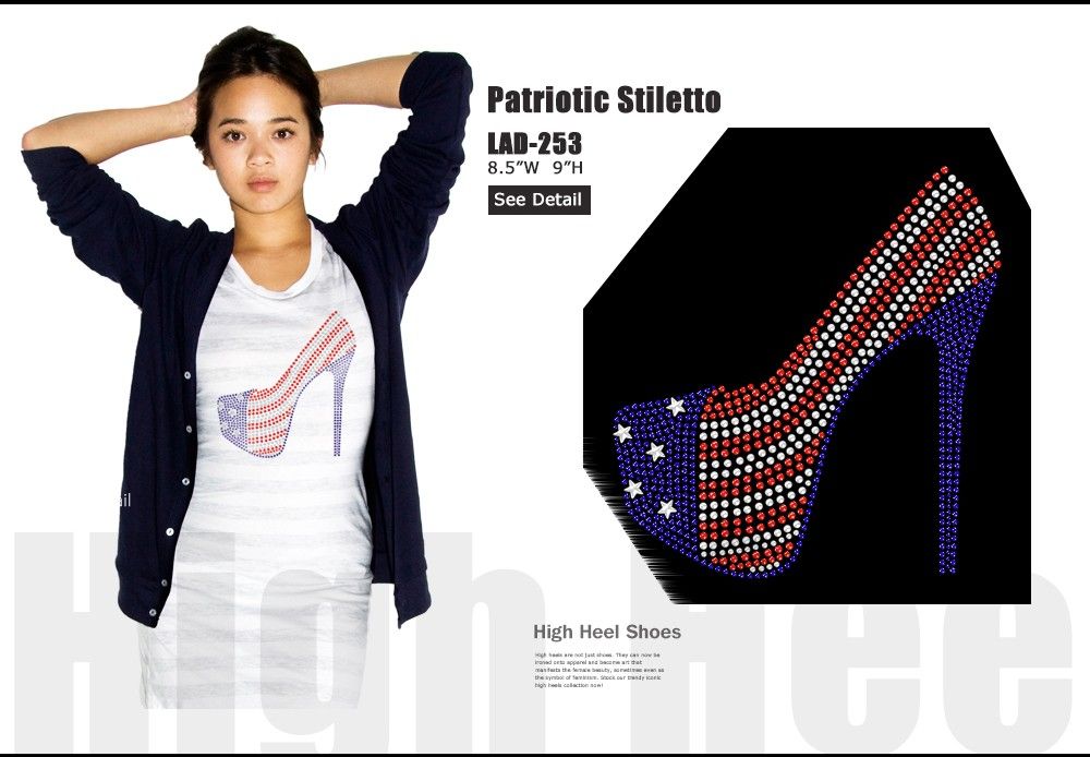 high heels in patriotic colors
