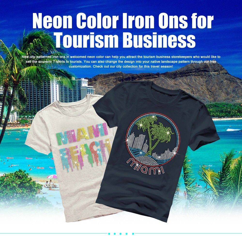 Neon Color Iron Ons for Tourism Business