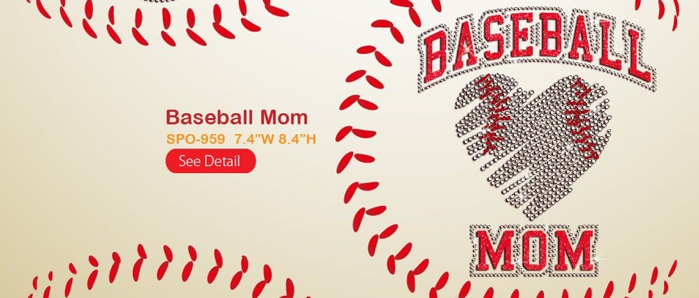 baseball mom heart pattern