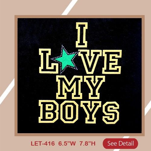 i love my boys iron on flock rhinestone
