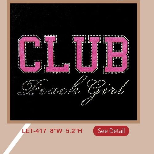 club peach girl iron on flock iron on rhinestone