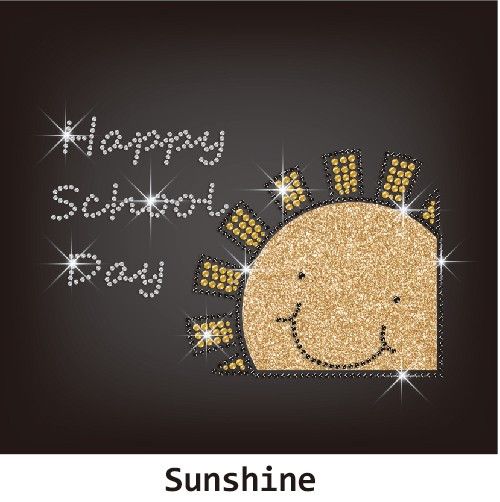 happy school day with glittering sunshine rhinestone