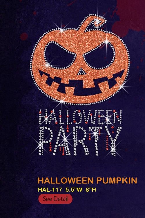 halloween party with glittering pumpkin rhinestone