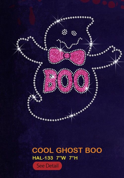 bling ghost with pink bowknot glitter rhinestone