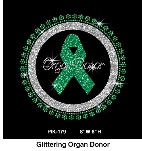 glittering green ribbon for organ donor