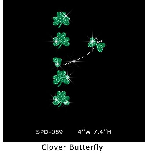 glittering clover with butterfly design