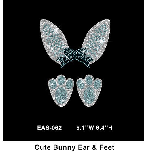 glittering easter bunny's ear and feet