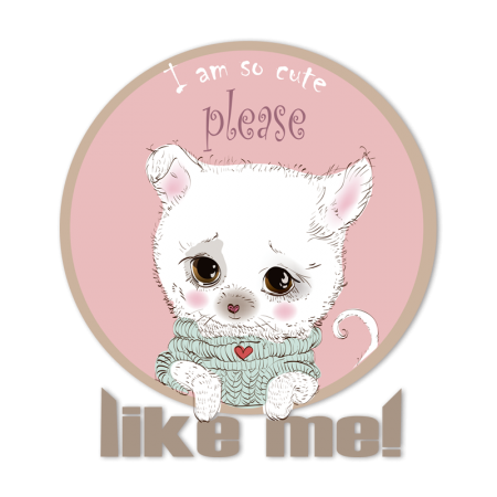 Cute Dog Please Like Me Custom Size Printed Vinyl Heat Transfer