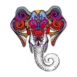 Auspicious Elephant Head Multicolor Digital Print Vinyl Iron On Transfer