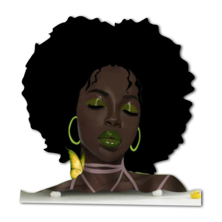 Afro Girl with Butterfly Heat Transfer Vinyl