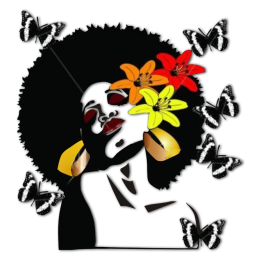 Floral Afro Girl with Butterfly Heat Transfer