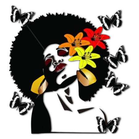 Floral Afro Girl with Butterfly Heat Transfer