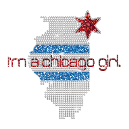 I\'m a Chicago Girl Hotfix Rhinestone Glitter Transfer