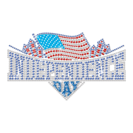 Flying American Flag Independence Day Heat Rhinestone Glitter Transfer Design