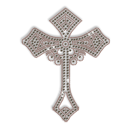 Nailhead and Antique Metal Cross Iron on Pattern