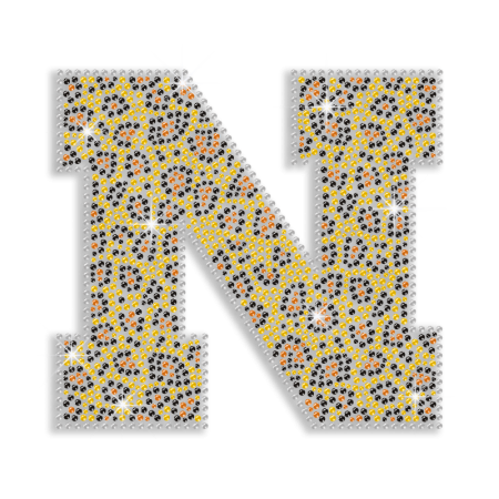 Colorful Letter N Rhinestud Hot Fix Design