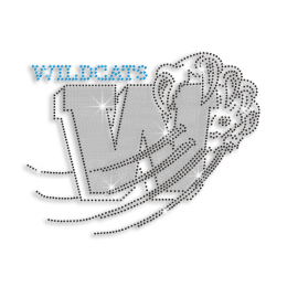 Capital W Wildcats Iron-on Nailhead Rhinestone Transfer