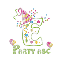 Lovely Party ABC Iron-on Rhinestone Transfer for Kids