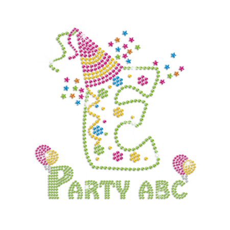 Lovely Party ABC Iron-on Rhinestone Transfer for Kids