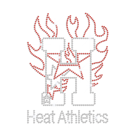 Heart Athletics Letter Iron on Rhinestone Transfer