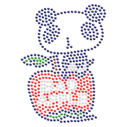 Panda on the Apple Hotfix Rhinestone Motif