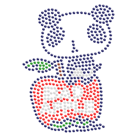 Panda on the Apple Hotfix Rhinestone Motif