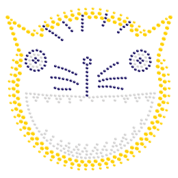 Rhinestone Funny Kitty Face Iron ons