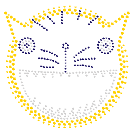 Rhinestone Funny Kitty Face Iron ons