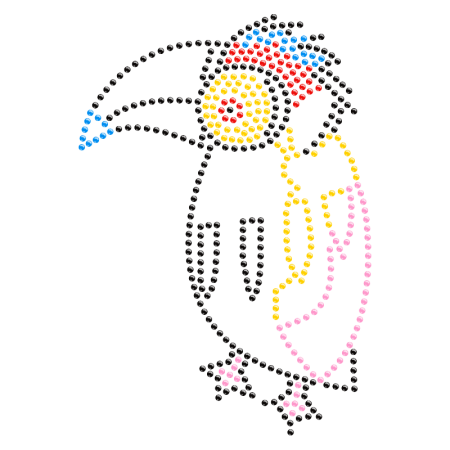 Numb Hornbill Iron on Rhinestone Transfer