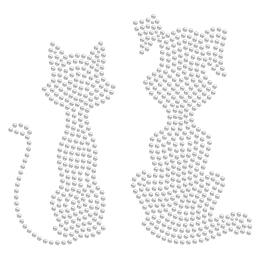 Hotfix Crystal Dog&Cat Friendship Rhinestone Motif