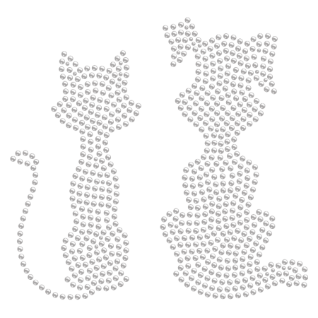 Hotfix Crystal Dog&Cat Friendship Rhinestone Motif