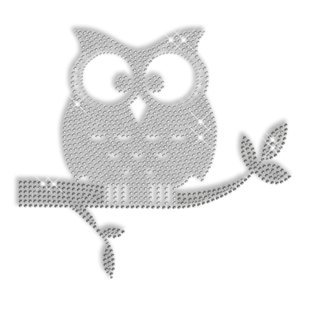 Strass Lonely Owl Crystal Iron ons Transfer