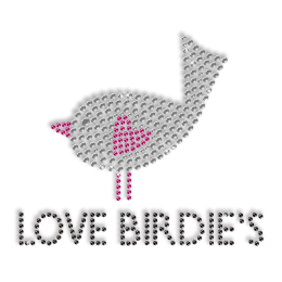 Love Bird Rhinestone Iron on Small Motif