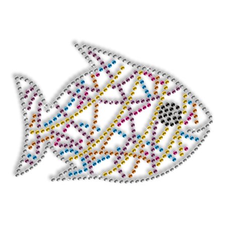 Colorful Rhinestone Fish Iron on Transfer Pattern for Clothes