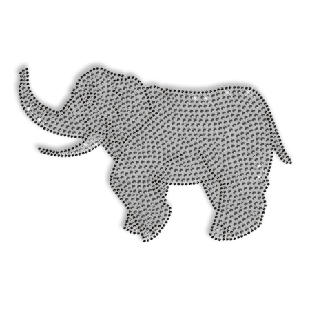 Shining Rhinestone Walking Elephant Iron on Transfer Motif for Clothes