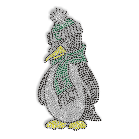 Rhinestud Cool Penguin Iron on Transfer Motif for Clothes