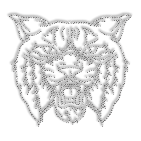Shinning Rhinestone Wildcat Head Iron on Transfer Pattern for Clothes