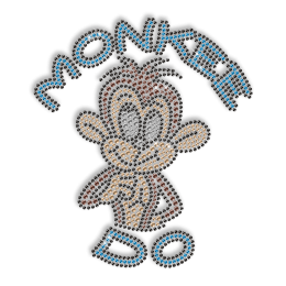 Shinning Rhinestone Smart Monkey Iron on Transfer Design for Shirts