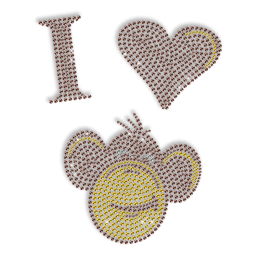 Shinning Rhinestone I Love Monkey Iron on Transfer Design for Shirts