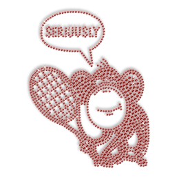 Shinning Rhinestone Red Tennis Monkey Iron on Transfer Design for Shirts