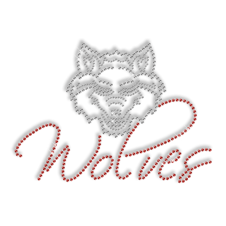 Shinning Rhinestone Wolf Head Iron on Transfer Motif for Shirts