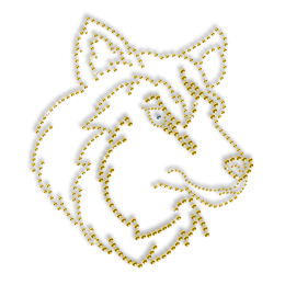 Sparkling Rhinestone Yellow Wolf Iron on Transfer Design for Shirts