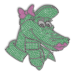 Shinning Rhinestone Crocodile Beauty Iron on Transfer Design for Clothes