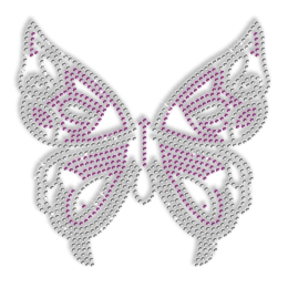 Shinning Rhinestone Crystal and Purple Butterfly Transfer Iron on Design for Clothes