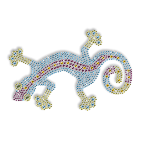 Shinning Rhinestone Colorful Lizard Transfer Iron on Design for Clothes
