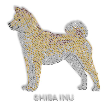 Sparkling Rhinestone Shibainu Transfer Iron on Motif for Shirt