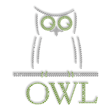 Simple Owl Image Rhinestone Iron on Bling Design