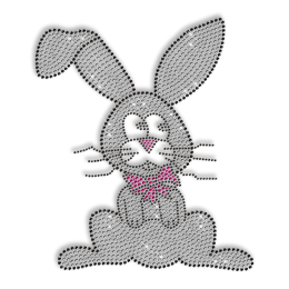 Shining Rhinestone Sitting Bunny Iron on Transfer Motif for Shirts