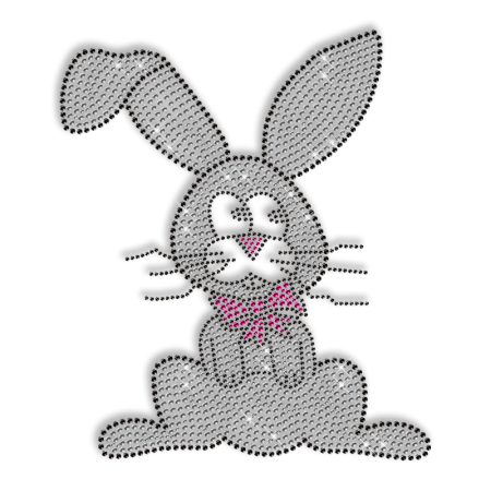 Shining Rhinestone Sitting Bunny Iron on Transfer Motif for Shirts