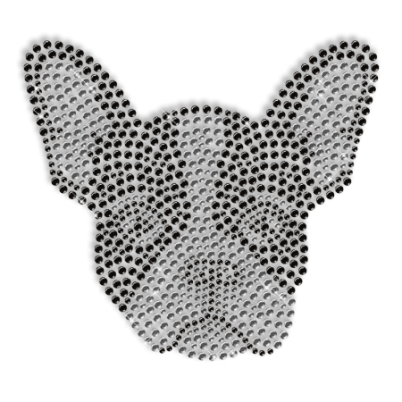 Sparkling Rhinestone Dog Head Iron on Transfer Design for Shirts